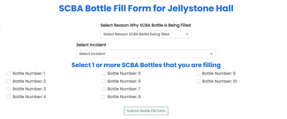 SCBA Bottle Fill Form