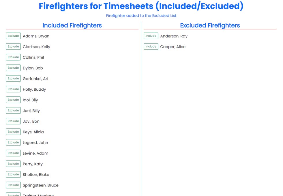 Include/Exclude Firefighters
